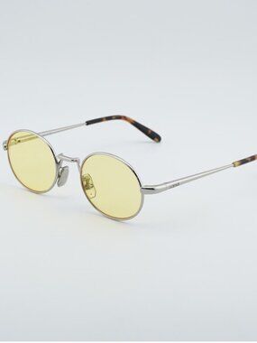 Loewe LW40151U 16J Sunglasses Silver Oval Frame, Light Yellow Lenses